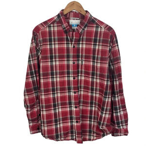 BF849 Mens Columbia Sportswear Company Fall Plaid Outdoor Button Down Shirt M